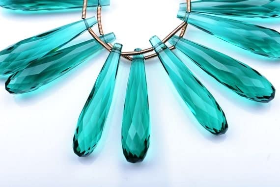 Apatite bleue verte quartz taillé 35mm paires assorties pour bijoux luxe
