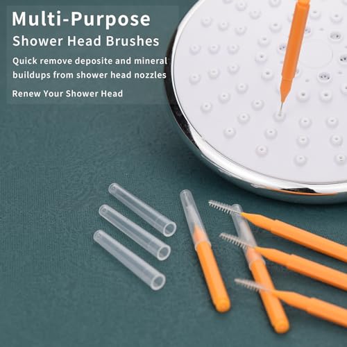 Escova de limpeza de cabeça de chuveiro, limpador de cabeça de chuveiro, palhetas de agulha pequenas