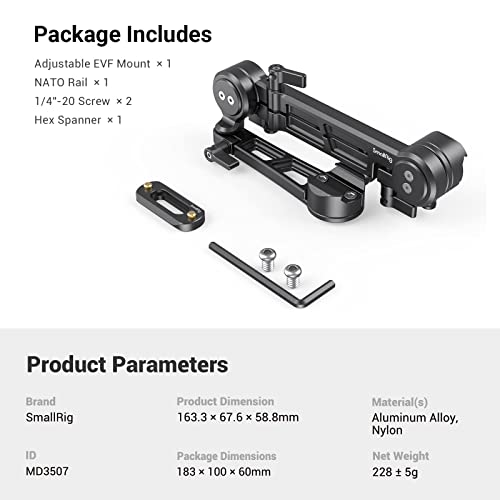 Support EVF SmallRig 3507 réglable rail NATO accessoire fixation moniteur - 7