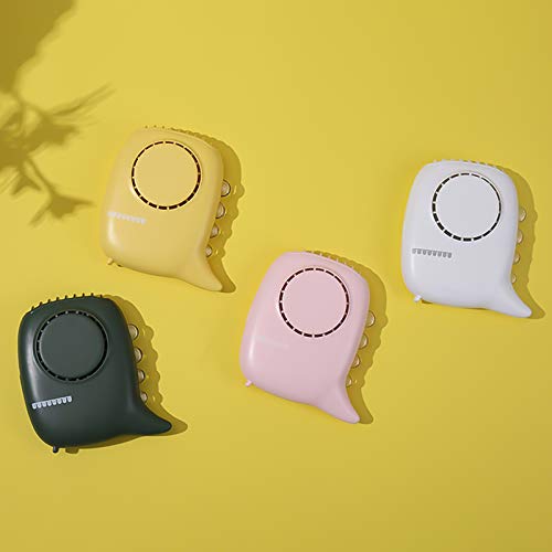 Temaiko Hanging Neck Fan,Dinosaur Shaped Electric Fan With 3 Gear,Multifunction Handheld Fan With Night Light For Home Desktop Outdoor White #TOP4