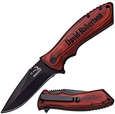 Free Engraving - Quality Elk Ridge Pakkawood Handle Folding Knife