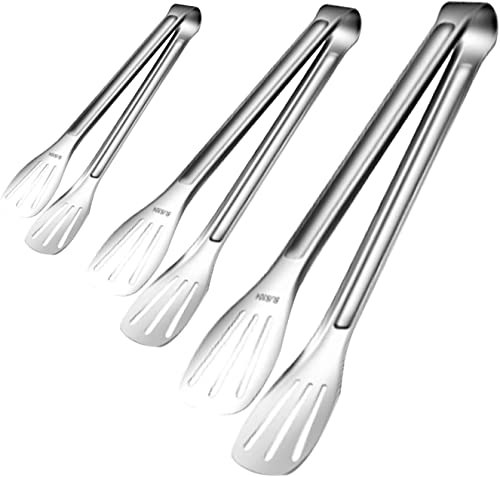 3 Stück Grillzange, Edelstahl Küchenzange, Zange Küche, Einfach zu Greifen Leicht zu Reinigen Hitzebeständigen Kochzange, Servierzange für Küchen Hochzeit Party Bar Büfett Grill (24cm 28cm 33cm) Cover