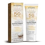 Hotiary Organic Face Sunscreen, Rice & Probiotics Sunscreen SPF 50, Sunblock Sun Cream SPF 50 Lotion Cream Medium Sun Protection Immediate UVA/UVB Protection PA++++ for Face Body, Water Resistant