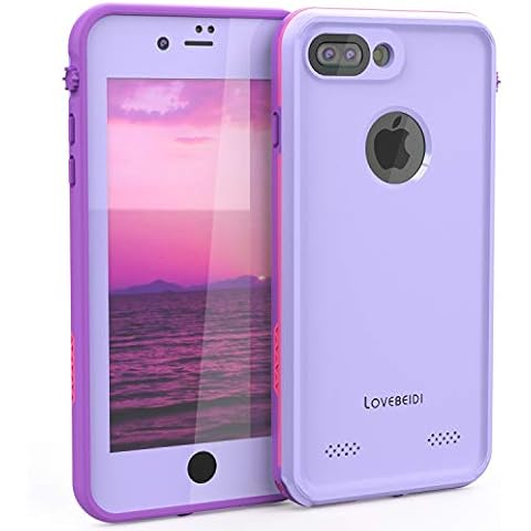 LOVE BEIDI for iPhone 8 7 Plus Waterproof Case Cover Built-in Screen Protector Fully Sealed Life Shockproof Snowproof Underwater Protective Cases for iPhone iPhone 8 7 Plus 5.5" (Purple/Rose/Orchid) Cover