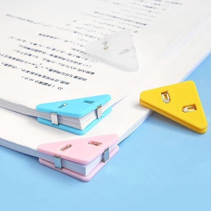 2 Pcs Mini Corner Clips Set Bookmark Transparent Solid Colorful Page Holder Paper Clip Clamp File Index Photo Office School Triangle - Multicolor-image-23