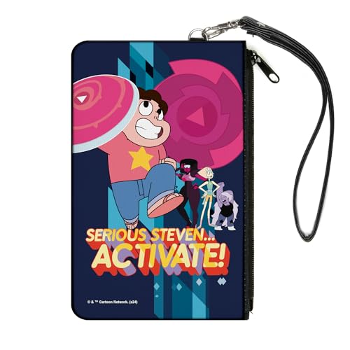 Buckle-Down Warner Bros. Animation Wallet, Zip Clutch, Steven Universe Serious Steven Activate Group Pose Blues, Canvas