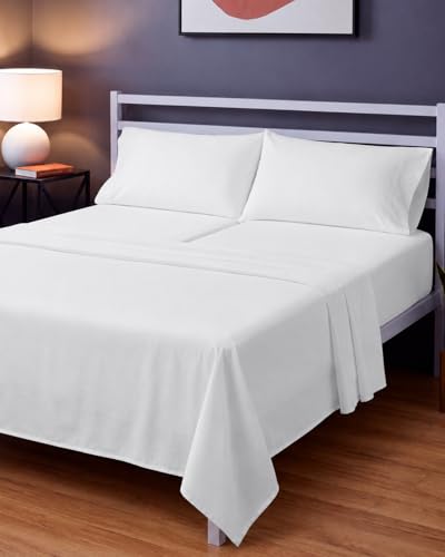 Image of Sleepy Town Split King Size Bed Sheets - 5 Piece - Split King Sheet Set - Extra Soft, Comfy & Cooling - Easy Care - Shrinkage, Wrinkle & Fade Free - Brushed Microfiber - Deep Pocket Sheets (White)