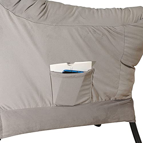 Goldsun Accent Chair Lazy Reclining Armchair With Removable Metal Legs And Side Pocket, Comfy Upholstered Single Sofa Chair For Living Room, Bedroom, Office (Grey) #TOP5