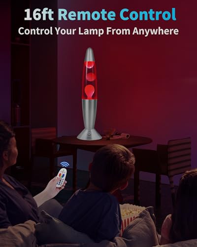 Image of LED Lava Lamp for Kids Adults: Remote Control 17 Colors Changing Liquid Motion Lamps for Boys Girls - 13 inch Small Table Lamp with 4 Glitter Modes for Bedroom - Christmas Mood Night Light Decorations