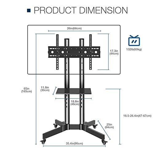 Soporte móvil para TV ajustable con ruedas para pantallas 32"-65" miniatura 2