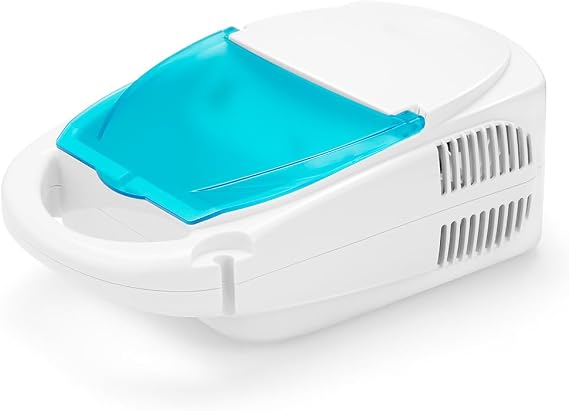 Nebuliser Machine for Adults and Kids Compressor Nebulizer Compact Inhaler with Portable Design and Built-in Storage Box for Home Use (Nebulizer + Saline 40x5ml)