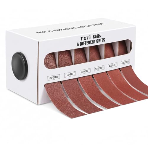 GRENTOOL Papel de lija, rollo de tela de esmeril, grano 6, 1 pulgada x 20 pies, rollo de papel de lija 80 150 240 320 400 600 grano