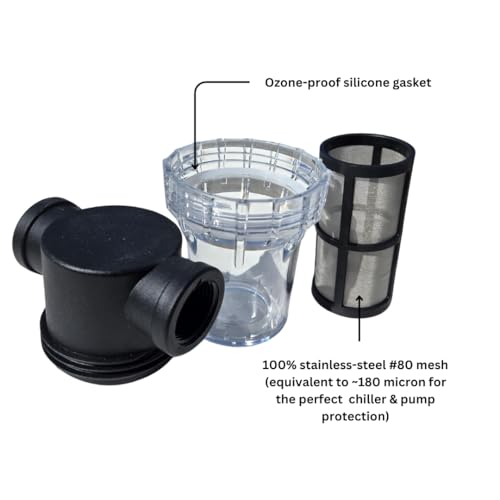 Image of Pre Filter Cold Plunge pre Filter. 80 Mesh. 3 /4 inch Threaded Female connectors. Cold Plunge in-line pre-Filter. Protect Your Cold Plunge Chiller and Pump.
