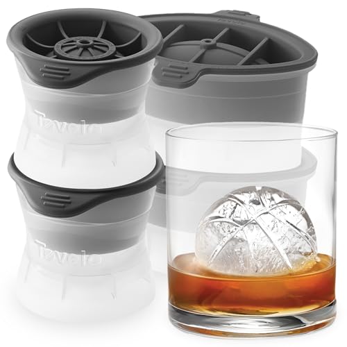 Image of Tovolo Sports Ice Mold Bundle Set of 4 Football Baseball Basketball Soccer Ball Large Craft Ice Cubes for Whiskey Cocktails with Silicone Lids, Easy Fill Craft Ice Mold for Sports Fans