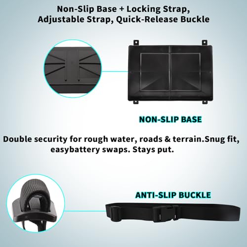 Image of Group 24 Battery Tray with Strap Heavy Duty Marine Battery Tray Holder for Boat, RV, Automotive & More - Secure, Non-Slip Boat Battery Tray for Series 24 Batteries