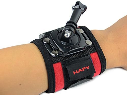 HAPY Sports Action Camera Accessory Kit for GoPro Hero6,5 Black, Hero Session,HERO (2018),HERO 7,6,5,4,3,3+, GoPro Fusion,SJCAM,AKASO,Xiaomi,DBPOWER (Red Wrist Strap)