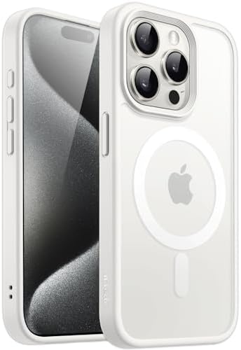 JETech Magnetyczna Etui dla iPhone 15 Pro 6,1 Cala Kompatybilny z MagSafe, Półprzezroczysta Matowe Tylna Szczupły Odporny na Wstrząsy Case (Czarny)