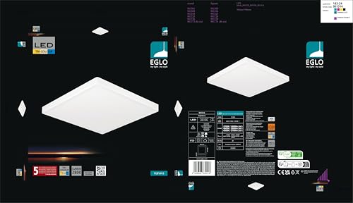 Eglo LED Ceiling Light Fitting Fueva 6, Square Ceiling lamp, Flush Light Fixture, White Plastic - Image 2