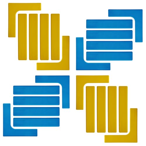 Eco Walker Court Lines Marker Kit Throw Down Markers Create Your Own Mini Pickleball Tennis Court (Blue-Yellow I L Shape)