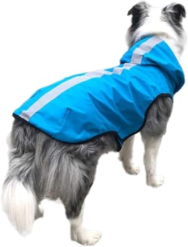 犬服 犬 レインコート 犬用カッパ 防水 ペット服 雨具 通気 帽子付 マジックテープ 着せやすい リード穴あり 反射テープ 梅雨対策 お散歩 お出かけ 濡れない 小型犬/中型犬/大型犬 (ブルー,XXL)