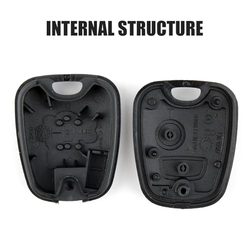 1 Pcs 2 Button Car Key Fob Cover Replacement, with 2Buttons 1Battery, Car Remote Control Key Case Shell Compatible with Peugeot 107 207 307 407 Citroen C1 C2 C3 C4 C5 Xsara Picasso Berlingo, No Blade - Image 4