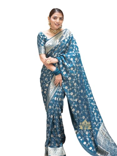 Image of C J Enterprise Women's Pure Kanjivaram Soft Silk Saree Banarasi Style Sarees For Wedding With Blouse Piece (Pari-165)