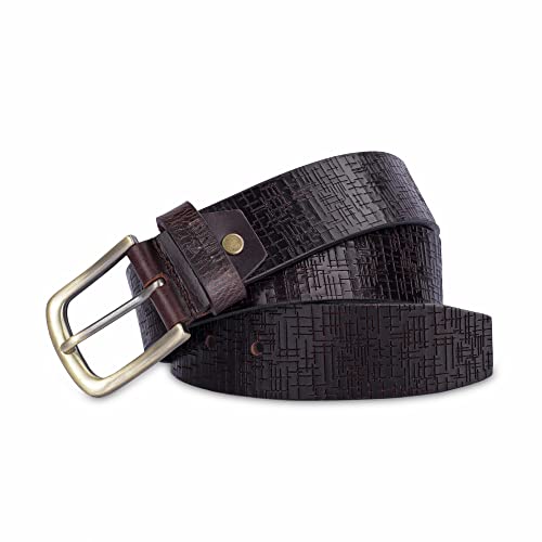 Image of THE CLOWNFISH Men's Genuine Leather Belt with Textured /Embossed Design