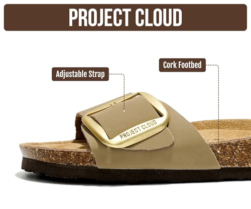 Image of Project Cloud 100% Genuine Leather Sandals Women Dressy Beach Essentials Slides for Women Footwear - Lightweight with Memory Foam Insole Sandals for Women 2026 - Womens Slides