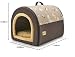Jiupety Mittelgroße Hundehütte Indoor, 2-in-1 Hundehaus für Drinnen, XL Größe Hundehöhle für mittelgroße Hunde, Warme Höhle Schlafnest, Braun