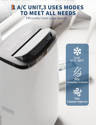 Image of Garvee Portable Air Conditioners 14000 Btu, Remote Control, Dehumidifier, Fan with Digital Display, Up to 750 Sq.ft Cool /Fan /Dry /Sleep, Quiet, LCD Remote, Fast Cooling, Dust Filter