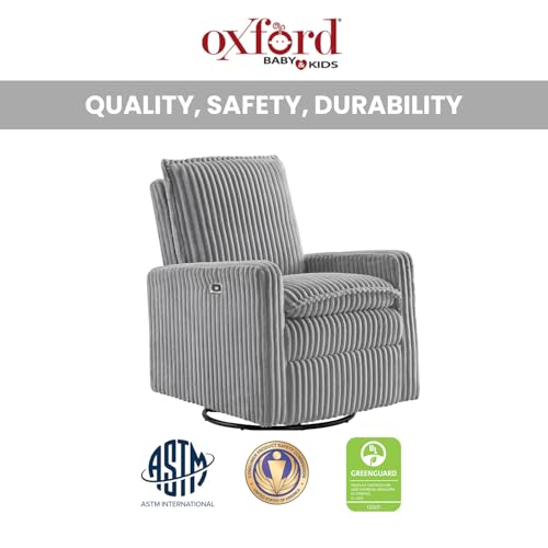 Image of Oxford Baby Uptown Power Recliner /Glider, Corduroy, Ash Gray