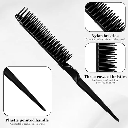 Set de 6 peines para peinar con mango cola de rata negro miniatura 4