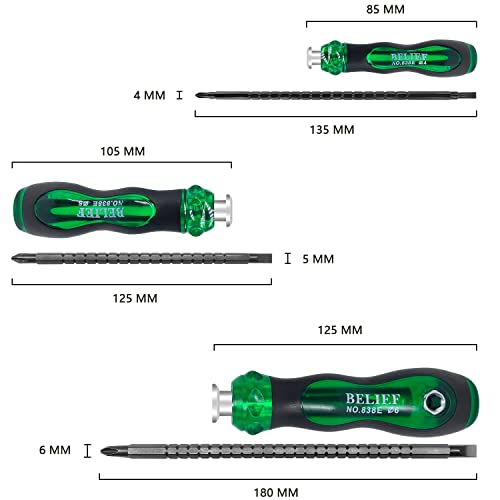 Yalin 3-Piece Ratchet Telescopic Screwdriver, Double-Head Magnetic Ratcheting Screw Driver, Adjustable Rod Length - Image 2