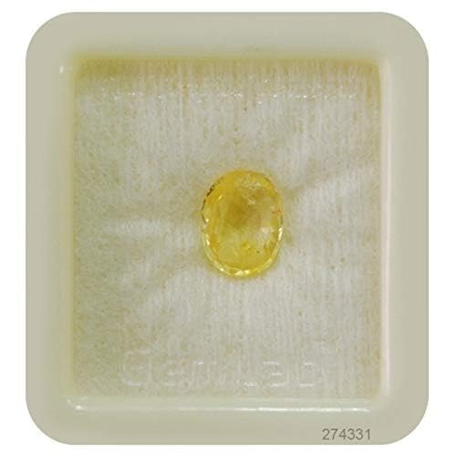 Arwacraft Pari Saleas イエローサファイア ストーン オリジナル 認定 ルース プレシャス プクラジ 宝石 4.45カラット - 5.25 ラッティ 品質 A1+-B0DFT4XFMRNAMZ, Small, ジェムストーン
