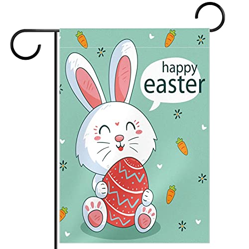 Drapeau de cour au design double face Happy Easter de haute qualité pour toutes les saisons