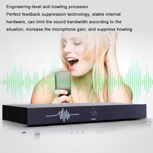 Procesador de audio antiultrasonido 2 entradas y 2 salidas, supresor profesional de retroalimentación para micrófono, activación automática antiultrasonido, aumento de transmisión de sonido de 5 a 14 dB, para escenarios y presentaciones miniatura 2