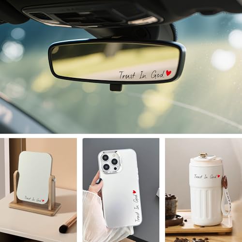 Image of 4pcs Black Trust in God Rearview Mirror Sticker Waterproof Car Decals | Trust in God Rear View Mirror Accessories Auto Stickers And Decals Suitable for Most Cars, Trucks, Motorcycles, SUVs, Cups