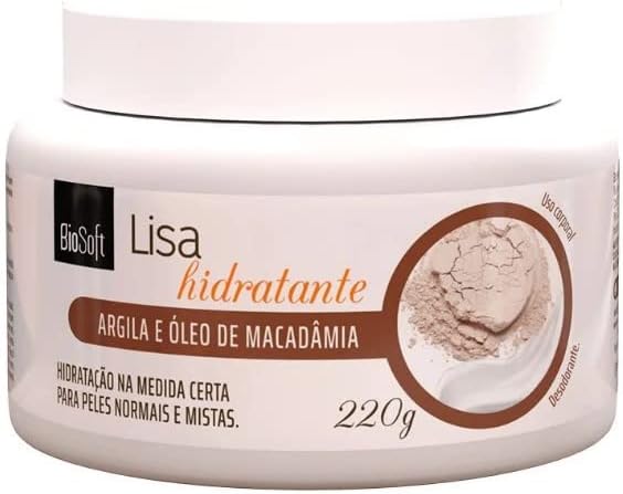 SoftHair - Linha Lisa - Creme Hidratante Corporal Argila e Oleo de Macadamia BioSoft 220 Gr - (Soft Line Collection - BioSoft Clay and Macadamia Oil Moisturizing Body Cream Net 7.76 Oz)
