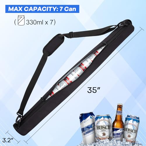 Beer Sleeve for Golf Bag, 7-Can Insulated Golf Cooler Sleeve with Straps - Store Up to 7 Cans, Golf Gifts for Men - Keep The Temperature of The Drink - Golf Accessories Fit Most Golf Bags - Image 3