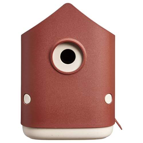 Elho Cosy Bird House 18cm - Vogelhaus - für über 11 Arten - 100% Recyceltem Plastik - L17.6 x B18 x H23 cm - Rot/Toskanisches Rot