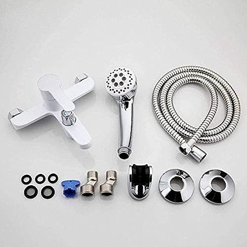 Ensemble de douche blanc et laiton chromé multicolore haut débit - 3