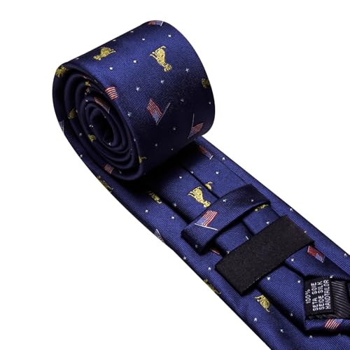 Image of Barry.Wang Man Tie Sets Skull Animal 63 inch Extra Long Necktie Silk Woven Handkerchief Cufflinks Festival Party Gift