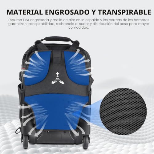 Miniatura 6 de Neewer Maletín Con Ruedas 2 En 1 Para Cámaras: Antigolpes Acolchado Y Extraíble, Asa Retráctil Oculta, Para Cámara, Trípode, Flash, Lentes Y Portátil. Para Viajes En Avión