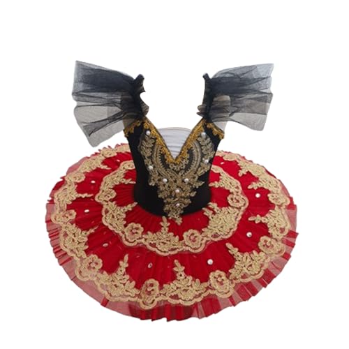 Tutu justaucorps rouge FGRID taille 110 avec perles traditionnelles