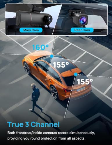 3 Channel 4K Dash Cam Front and Rear Inside, Built-in 5G WiFi,4K+1080P+1080P Dash Camera with 64GB Card,3.16” IPS Screen,Loop Recording, G-Sensor, 24H Parking Monitor, Night Vision(Rose Gold) - image 6