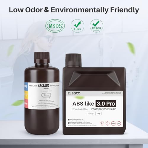 Image of ELEGOO ABS-Like Resin 3.0 Pro, 3D Printer Resin with Low Viscosity and High Precision, 405nm Rapid UV-Curing Photopolymer Resin, 3D Resin for LCD /DLP 3D Printing, White 2000G