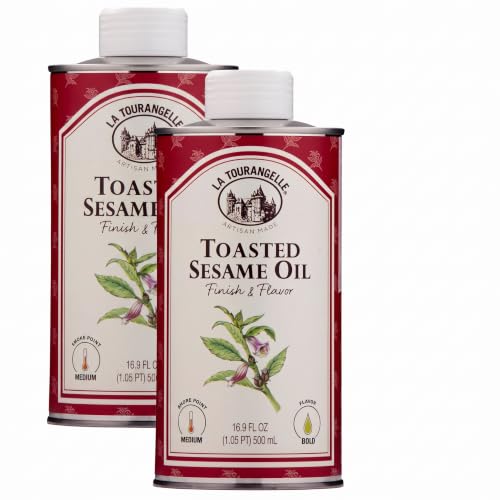 La Tourangelle, Toasted Sesame Oil, Great for Cooking, Add to Noodles, Stir-Fry, Vegetables, Vinaigrettes, and Marinades, 16.9 Fl Oz (Pack of 2)