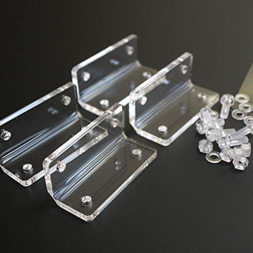 4 x V2, 5mm thickness, Angle L Brackets, Polished Clear Transparent Perspex Acrylic + 20x M5 Bolts, Clear Right Angle Bracket, Corner