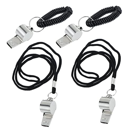 Set de 4 silbatos deportivos de acero inoxidable para árbitro miniatura 1