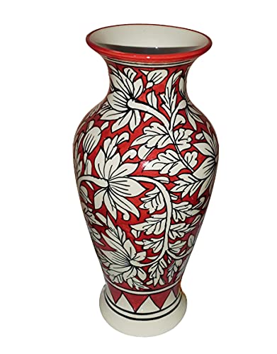 Image of Pure Source India Hand Painted Flower Vase, Red
